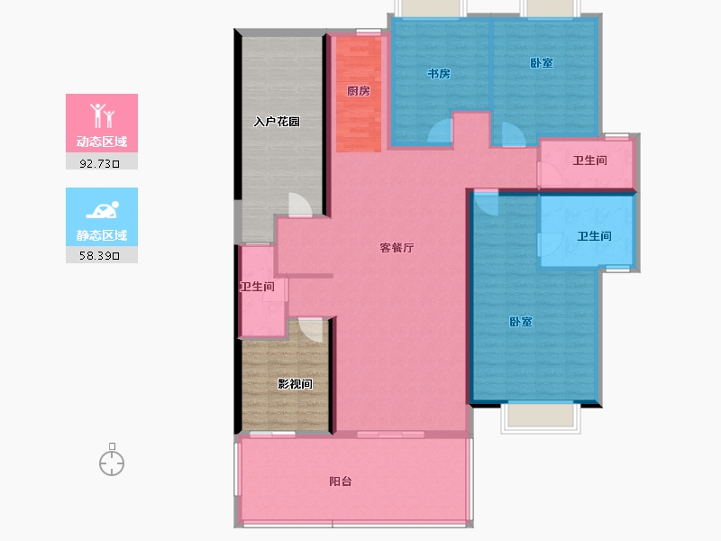 广东省-佛山市-美的御海东郡-163.37-户型库-动静分区