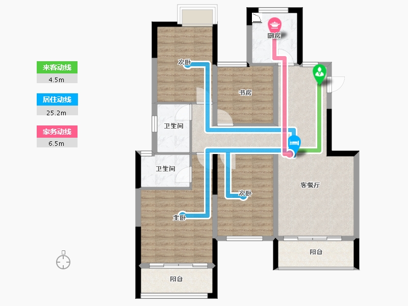 安徽省-蚌埠市-尚达·新天地-100.96-户型库-动静线