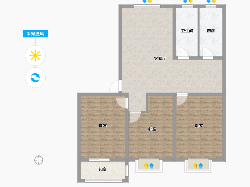 山东省-潍坊市-金都世家-104.31-户型库-采光通风