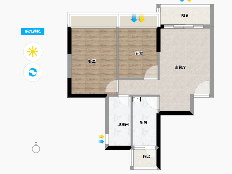 广东省-广州市-顺景花园星悦轩-59.58-户型库-采光通风