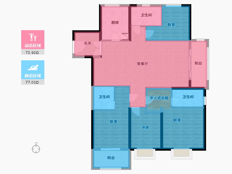 湖北省-武汉市-大华铂金瑞府三期-136.00-户型库-动静分区