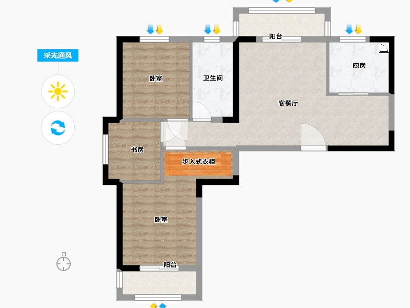 湖北省-武汉市-美联德玛假日三期德玛风情-77.22-户型库-采光通风