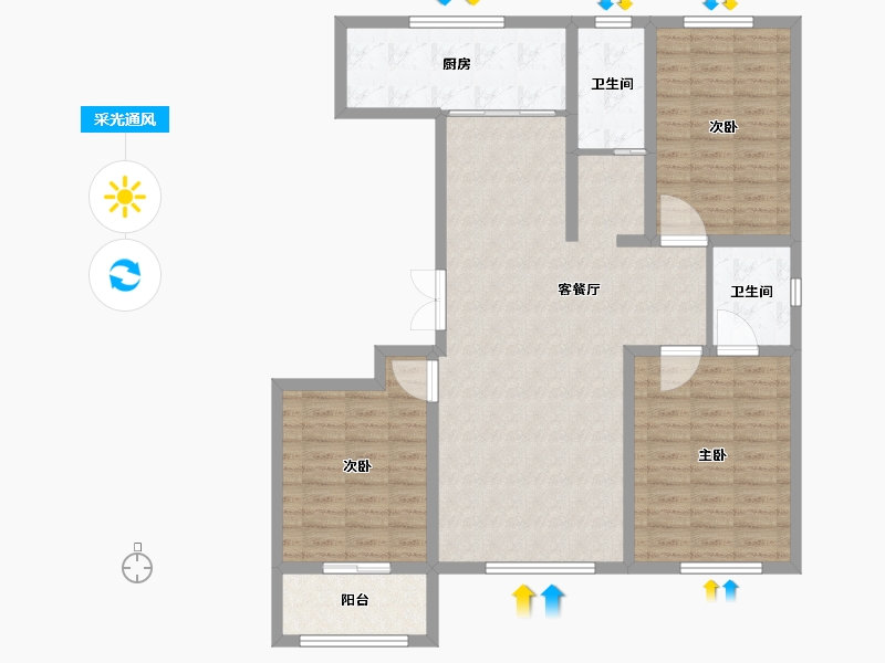 山东省-淄博市-宁宇富城花苑-109.89-户型库-采光通风