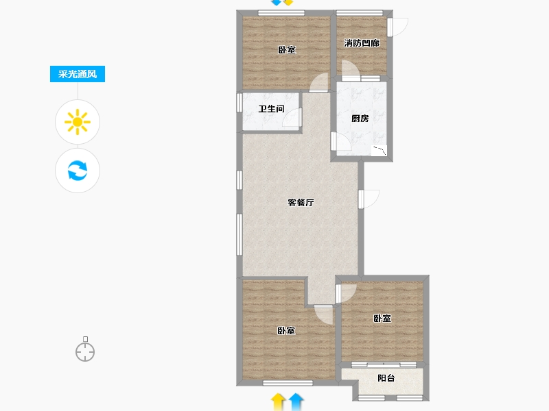 山东省-潍坊市-金都世家-95.70-户型库-采光通风