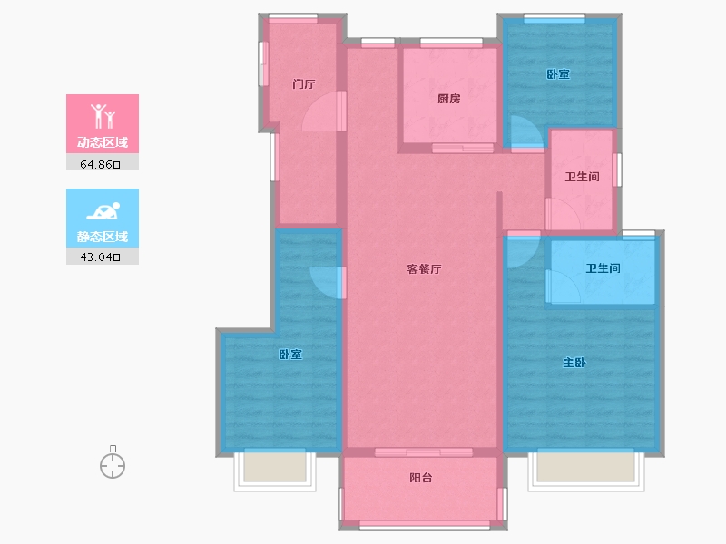 江苏省-宿迁市-新城时光印象-96.00-户型库-动静分区