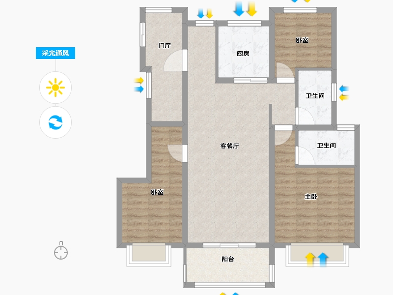 江苏省-宿迁市-新城时光印象-96.00-户型库-采光通风