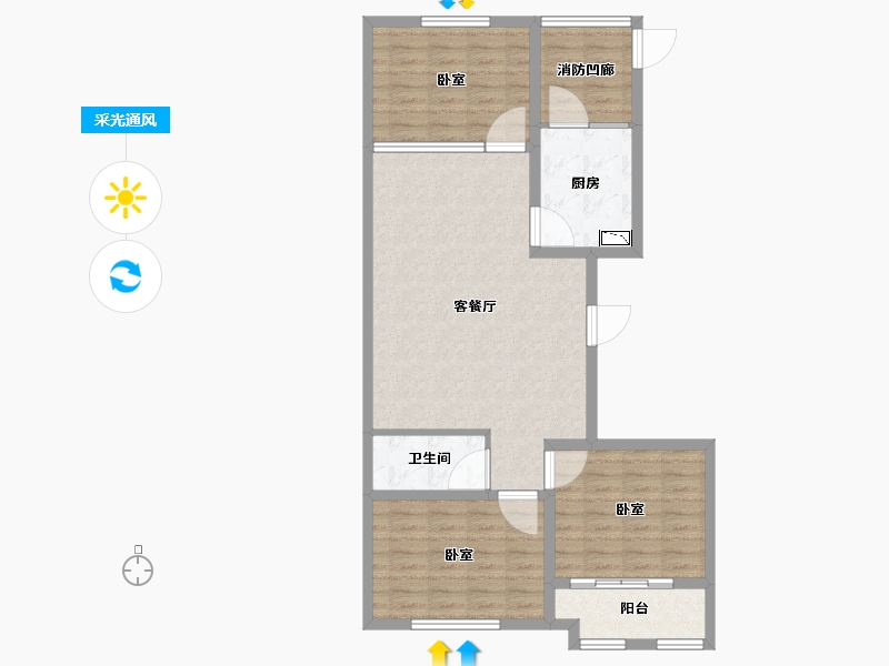 山东省-潍坊市-金都世家-93.98-户型库-采光通风