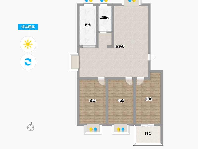 山东省-潍坊市-金都世家-91.54-户型库-采光通风