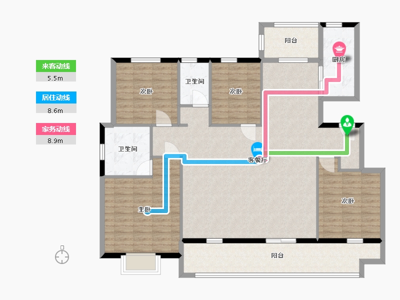 山东省-临沂市-元沃·御景苑-134.53-户型库-动静线