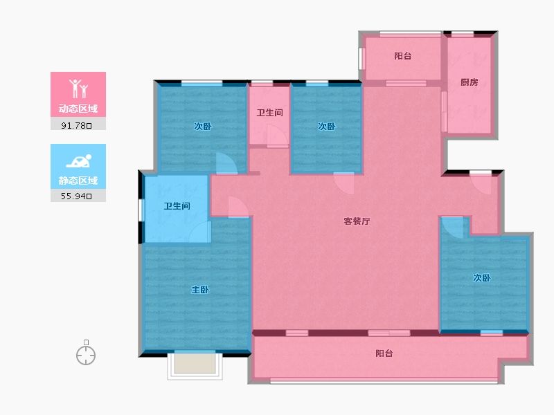 山东省-临沂市-元沃·御景苑-134.53-户型库-动静分区