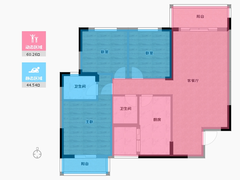 湖北省-黄冈市-锦绣山河幸福城三期-93.97-户型库-动静分区