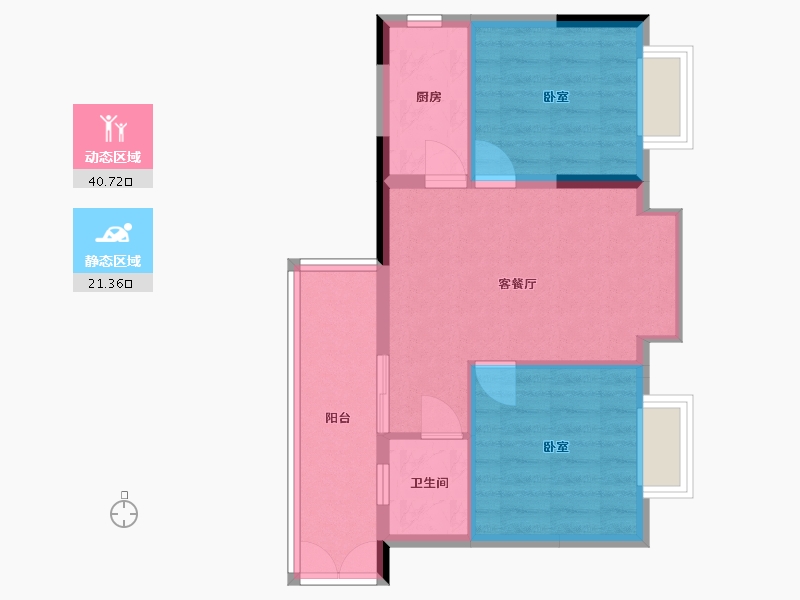 湖北省-宜昌市-CAZ天玺 天阁-55.65-户型库-动静分区