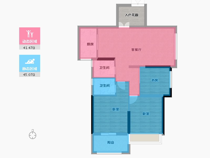 湖北省-咸宁市-鹏成·新都汇-82.30-户型库-动静分区