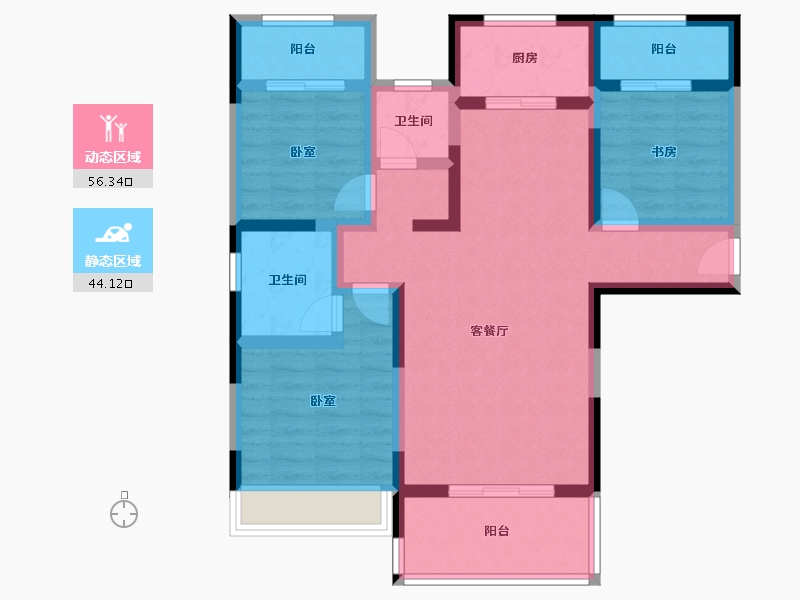 湖南省-常德市-曙光·锦城-87.92-户型库-动静分区