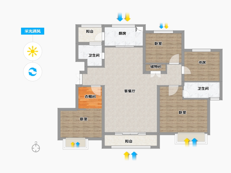 河南省-郑州市-兰馨桂府-114.66-户型库-采光通风