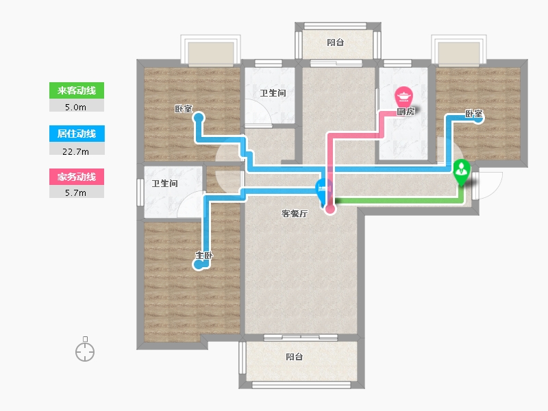 湖北省-黄冈市-麻城恒泰名仕公馆-95.35-户型库-动静线