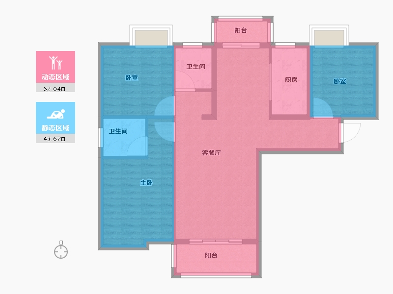 湖北省-黄冈市-麻城恒泰名仕公馆-95.35-户型库-动静分区