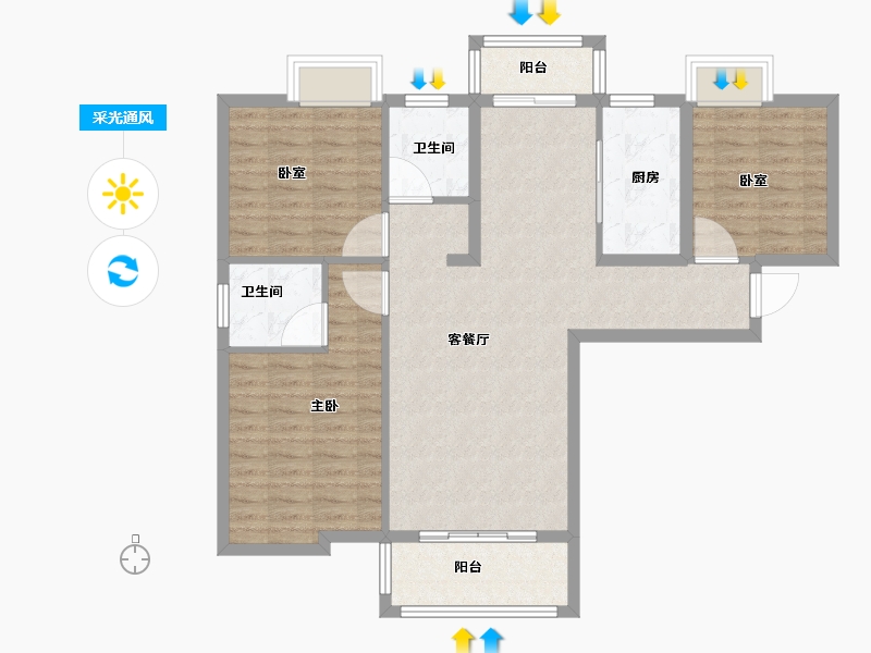 湖北省-黄冈市-麻城恒泰名仕公馆-95.35-户型库-采光通风