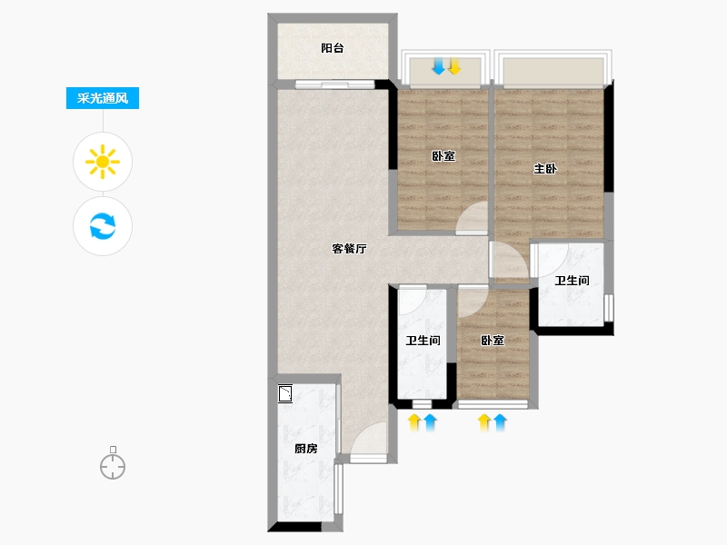 广东省-广州市-越秀·滨湖悦府-80.00-户型库-采光通风