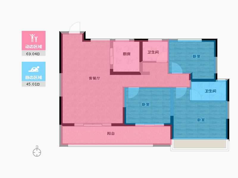 湖北省-黄冈市-升华·翡翠公馆-102.63-户型库-动静分区