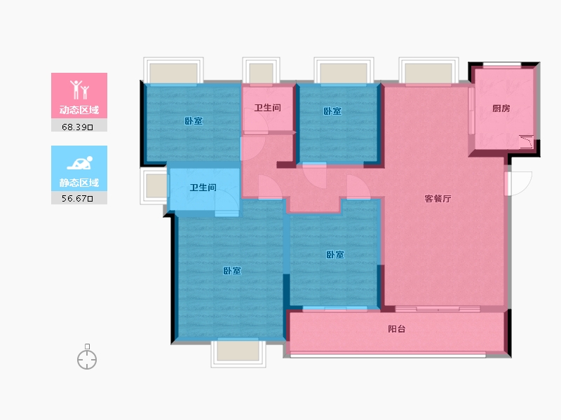 湖北省-武汉市-保利星河九洲星耀-112.00-户型库-动静分区