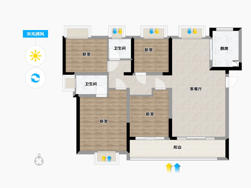 湖北省-武汉市-保利星河九洲星耀-112.00-户型库-采光通风