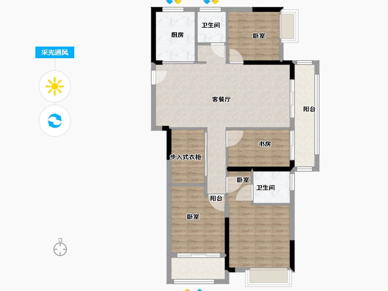 湖北省-武汉市-大华公园华府-107.00-户型库-采光通风