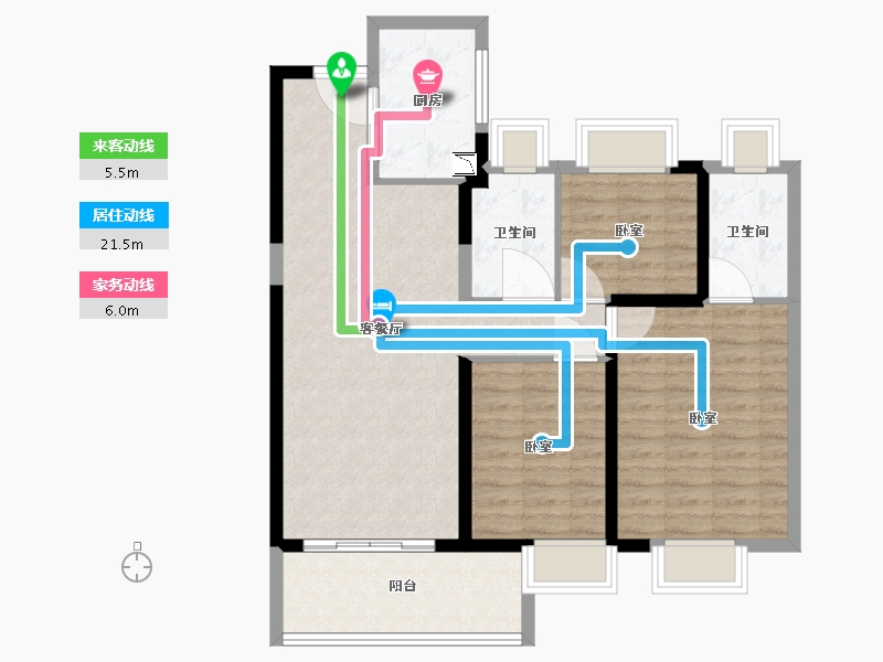 湖北省-武汉市-保利星河九洲星耀-90.00-户型库-动静线