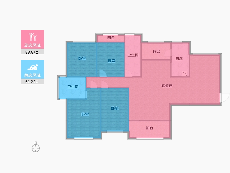 湖南省-常德市-南金城-137.76-户型库-动静分区