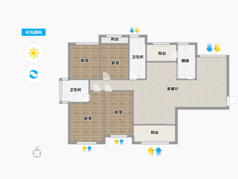 湖南省-常德市-南金城-137.76-户型库-采光通风