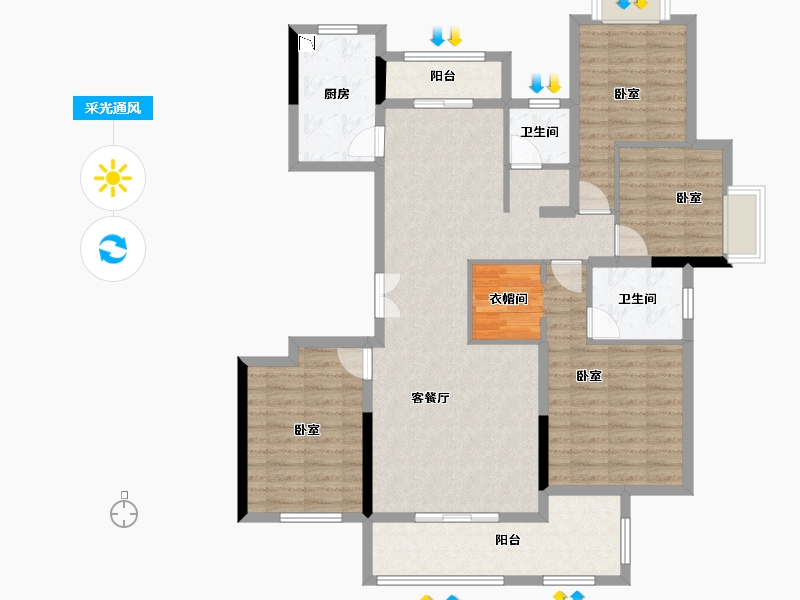 湖北省-孝感市-隆盛华廷-114.98-户型库-采光通风