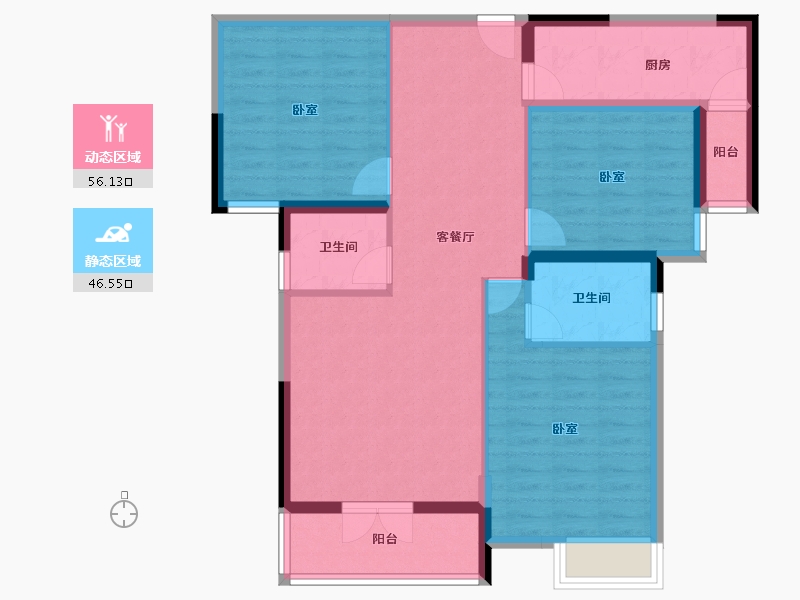 湖北省-咸宁市-九重锦·揽月公馆-91.90-户型库-动静分区