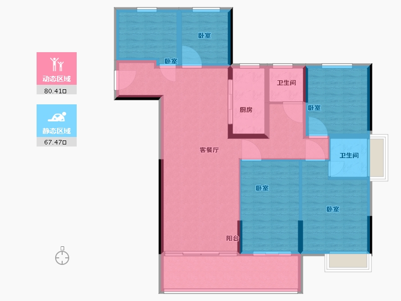 湖北省-黄石市-黄石文鑫城玺-134.00-户型库-动静分区