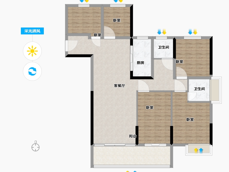 湖北省-黄石市-黄石文鑫城玺-134.00-户型库-采光通风