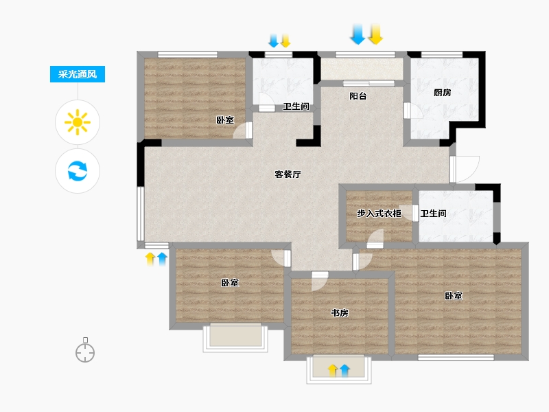 山东省-潍坊市-金冠文化大院-119.00-户型库-采光通风