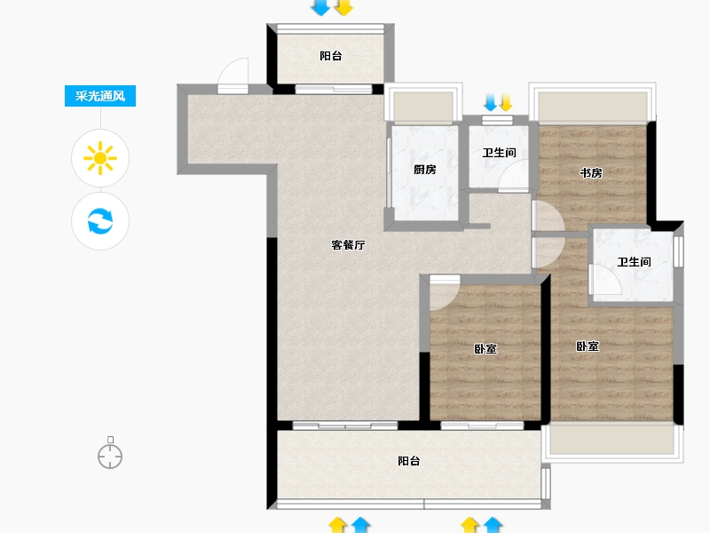 湖北省-十堰市-大家十里桃源-93.73-户型库-采光通风