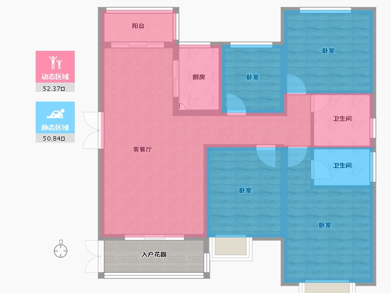 湖北省-襄阳市-东润・御江豪庭-98.20-户型库-动静分区