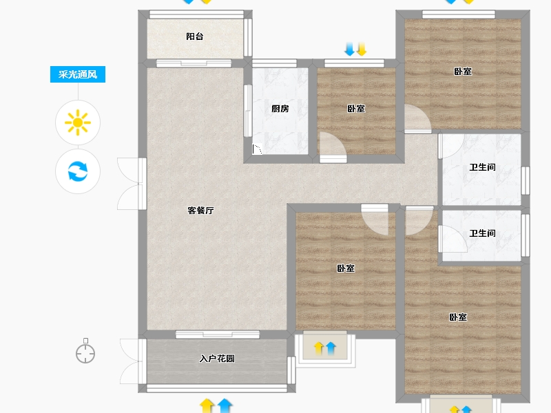 湖北省-襄阳市-东润・御江豪庭-98.20-户型库-采光通风