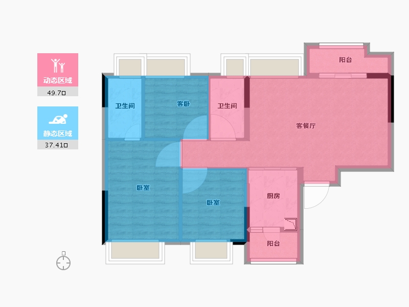 广东省-广州市-雅居乐万科热橙-78.00-户型库-动静分区