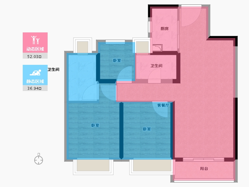 湖北省-武汉市-金科桃湖美镇-79.00-户型库-动静分区