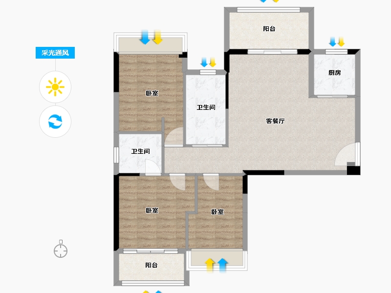 湖北省-襄阳市-盛唐国际-99.48-户型库-采光通风