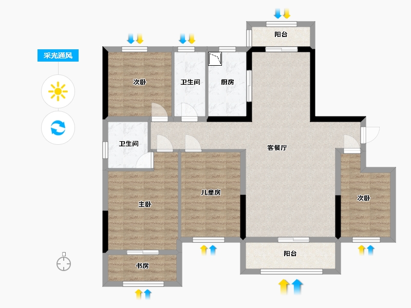 湖南省-长沙市-幸福考拉789-110.43-户型库-采光通风