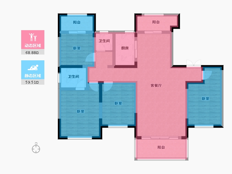 湖南省-常德市-曙光·锦城-113.43-户型库-动静分区