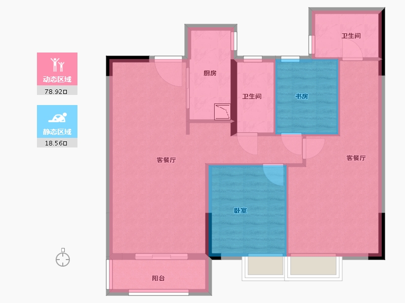 湖北省-武汉市-大华公园华府-87.58-户型库-动静分区