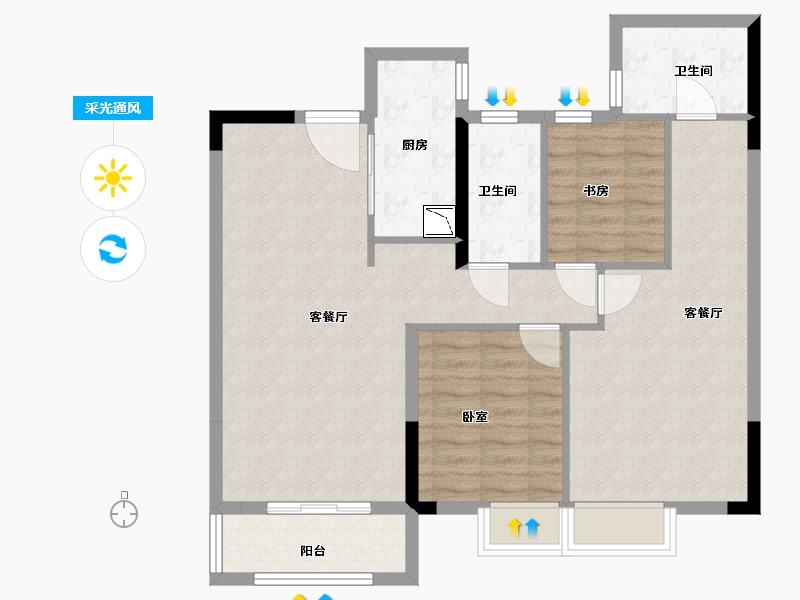 湖北省-武汉市-大华公园华府-87.58-户型库-采光通风