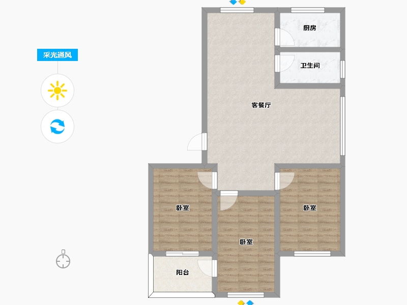 山东省-潍坊市-银河花园C区二期-92.00-户型库-采光通风