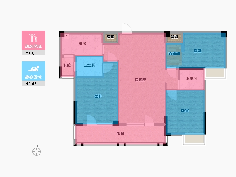 湖北省-武汉市-华星龙腾国际-91.33-户型库-动静分区