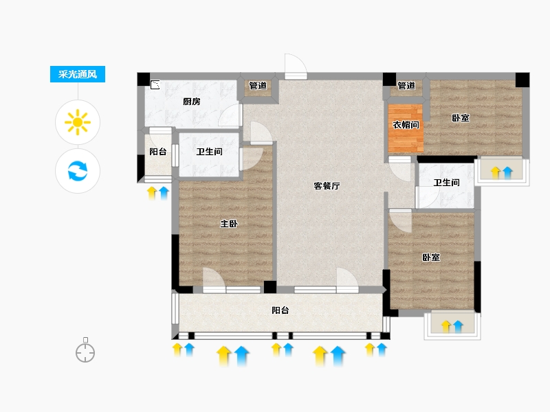 湖北省-武汉市-华星龙腾国际-91.33-户型库-采光通风