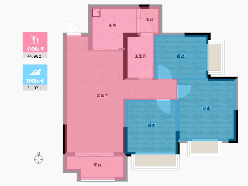 广东省-广州市-雅居乐万科热橙-70.00-户型库-动静分区