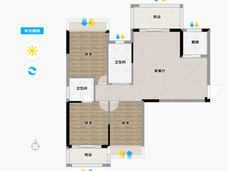 湖北省-襄阳市-盛唐国际-99.68-户型库-采光通风